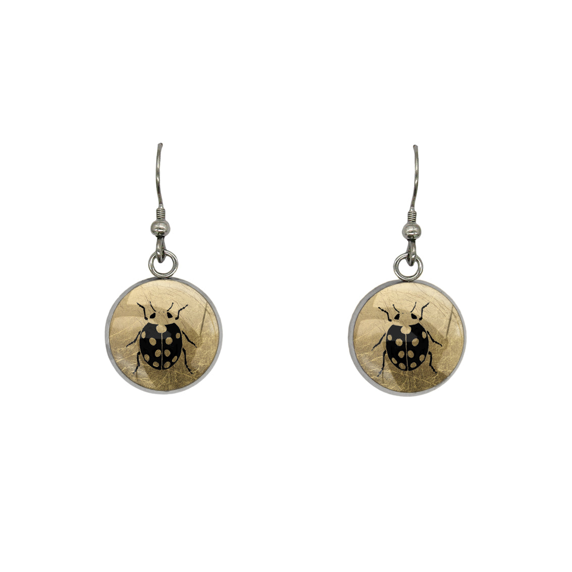 LADYBIRD DANGLE DROP CIRCLE EARRINGS - MFY263S - on Satchel