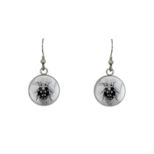 LADYBIRD DANGLE DROP CIRCLE EARRINGS - MFY263 - in Circle Box