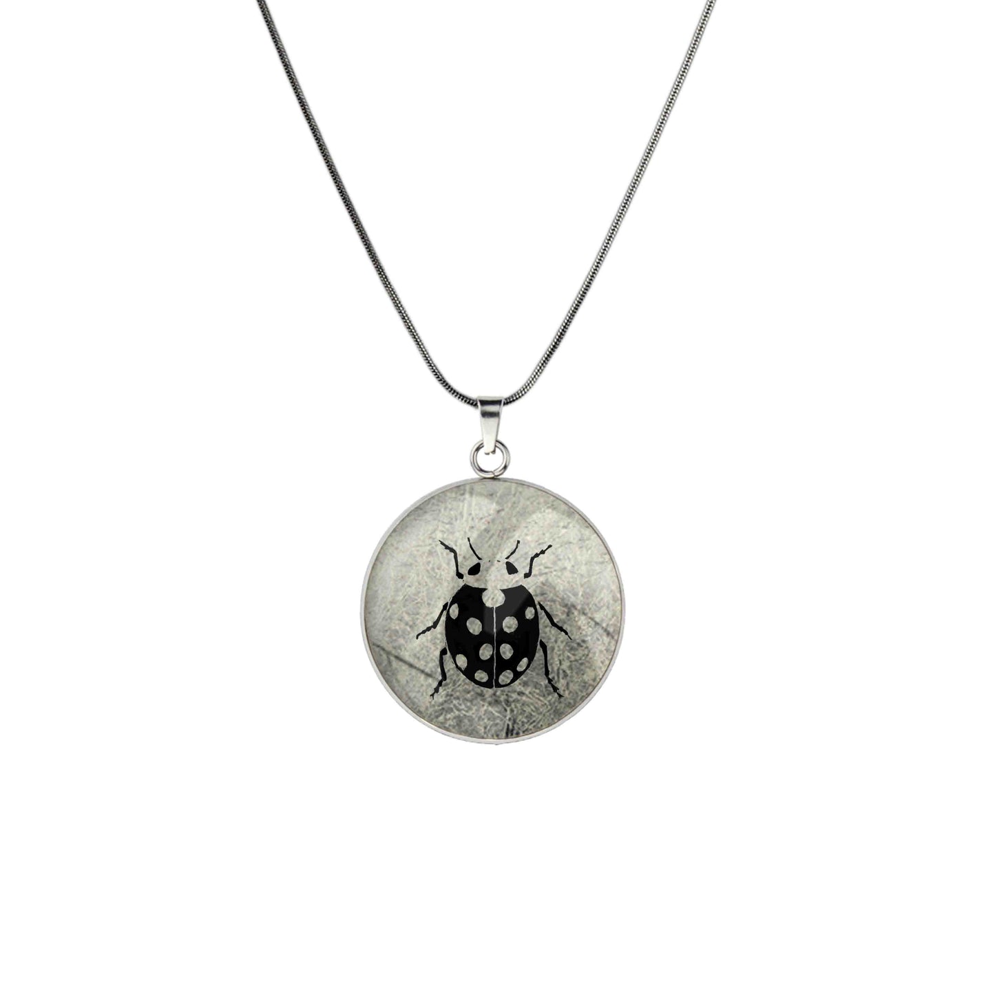 LADYBIRD CIRCLE PENDANT ON A CHAIN NECKLACE - MFY265 - in Circle Box