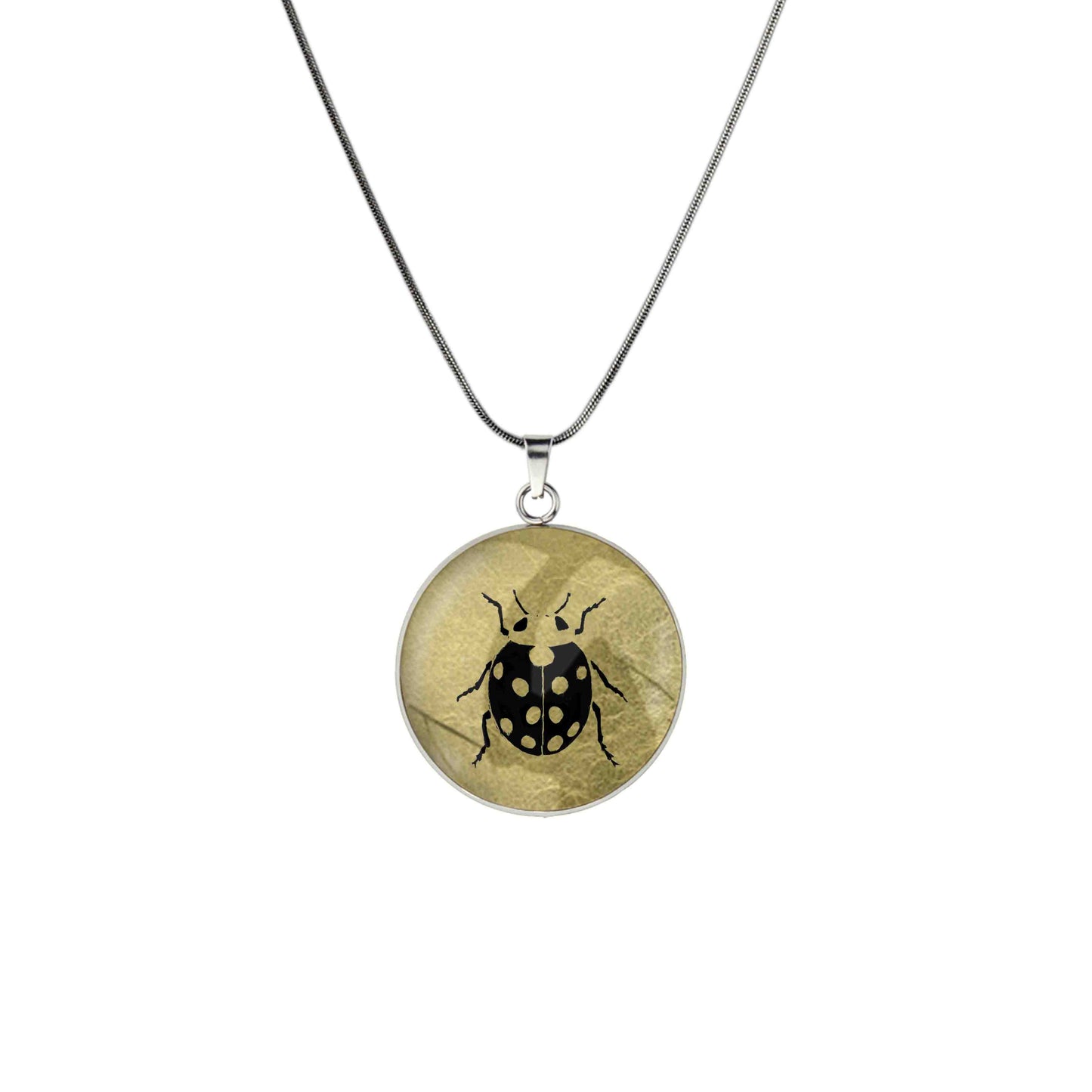 LADYBIRD CIRCLE PENDANT ON A CHAIN NECKLACE - MFY265 - in Circle Box