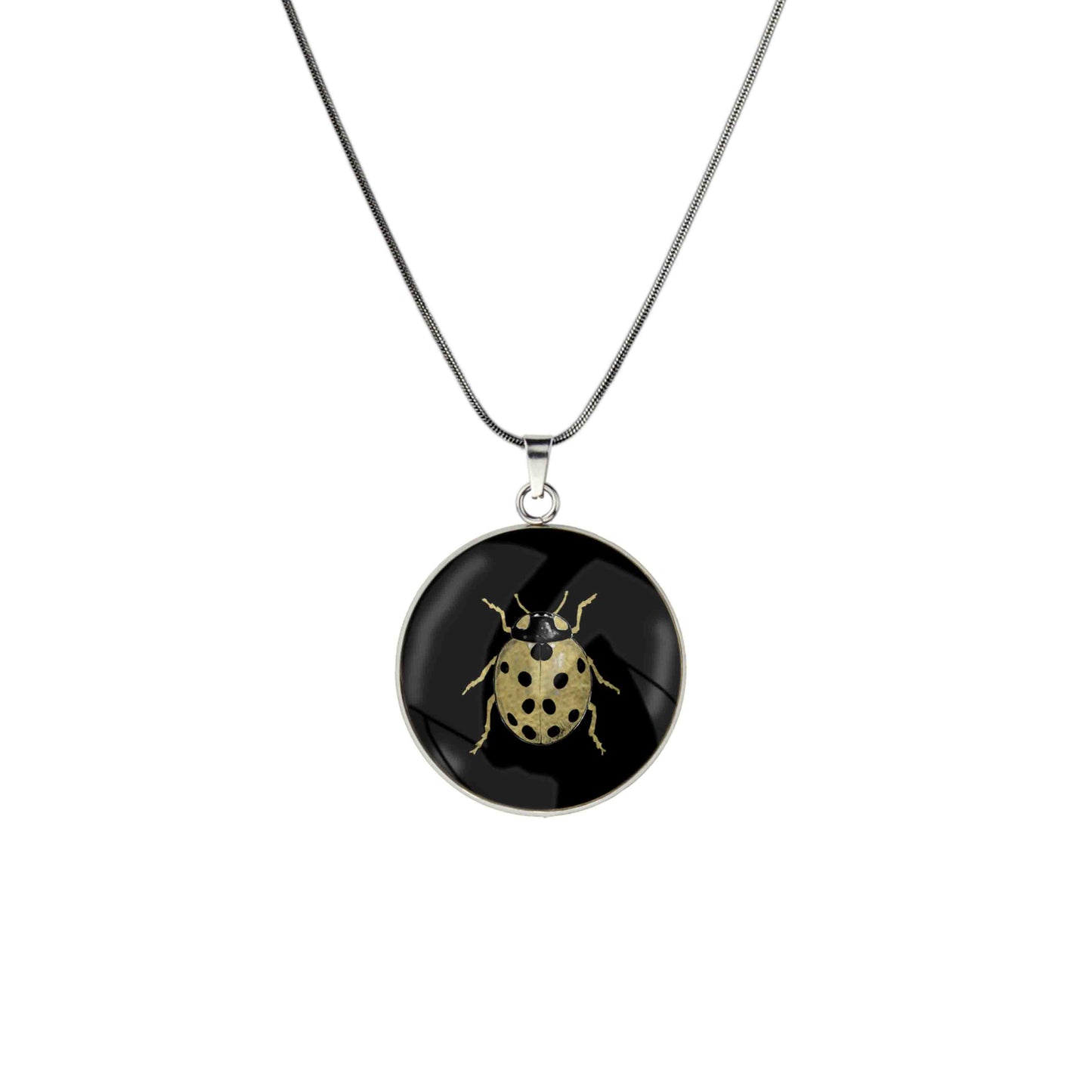LADYBIRD CIRCLE PENDANT ON A CHAIN NECKLACE - MFY265 - in Circle Box