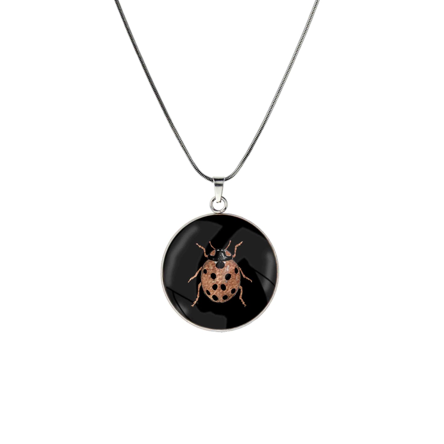 LADYBIRD CIRCLE PENDANT ON A CHAIN NECKLACE - MFY265 - in Circle Box