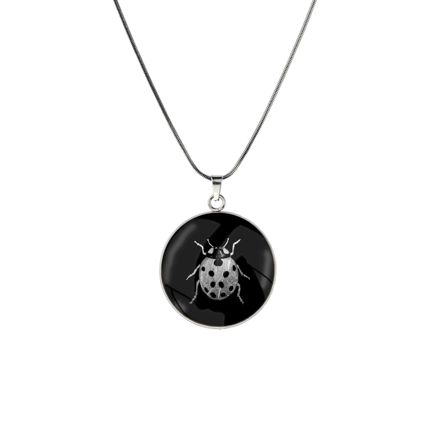 LADYBIRD CIRCLE PENDANT ON A CHAIN NECKLACE - MFY265 - in Circle Box