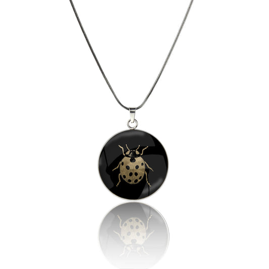 LADYBIRD CIRCLE PENDANT ON A CHAIN NECKLACE - MFY265 - in Circle Box