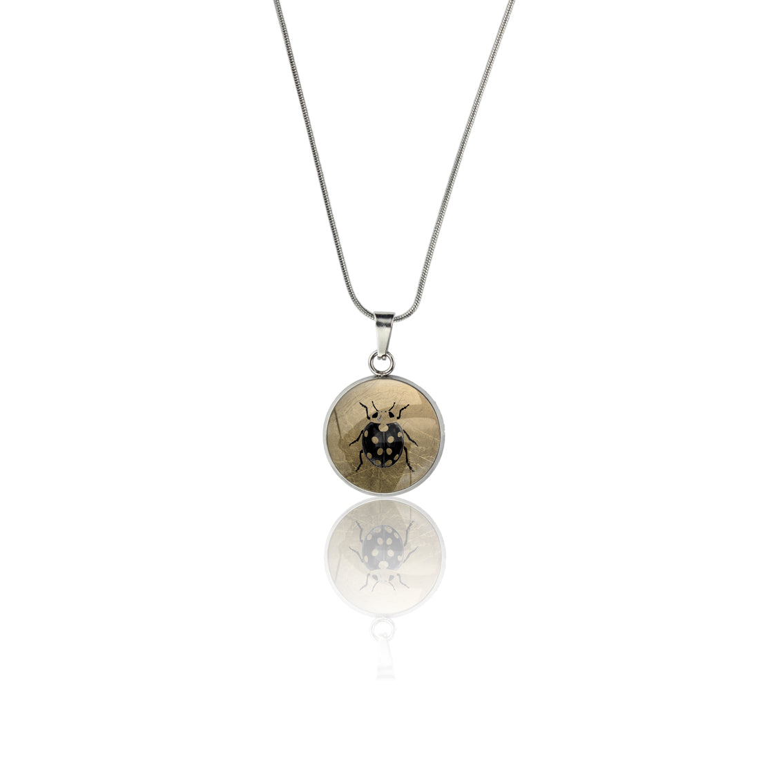 LADYBIRD XS CIRCLE PENDANT ON A CHAIN NECKLACE - MFY264S - on Satchel