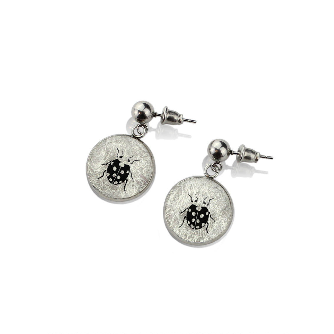 LADYBIRD DANGLE DROP CIRCLE EARRINGS - MFY263 - in Circle Box