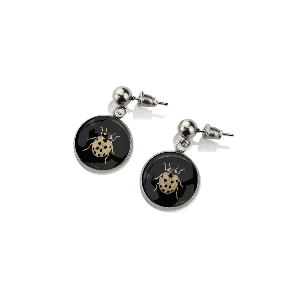 LADYBIRD DANGLE DROP CIRCLE EARRINGS - MFY263 - in Circle Box
