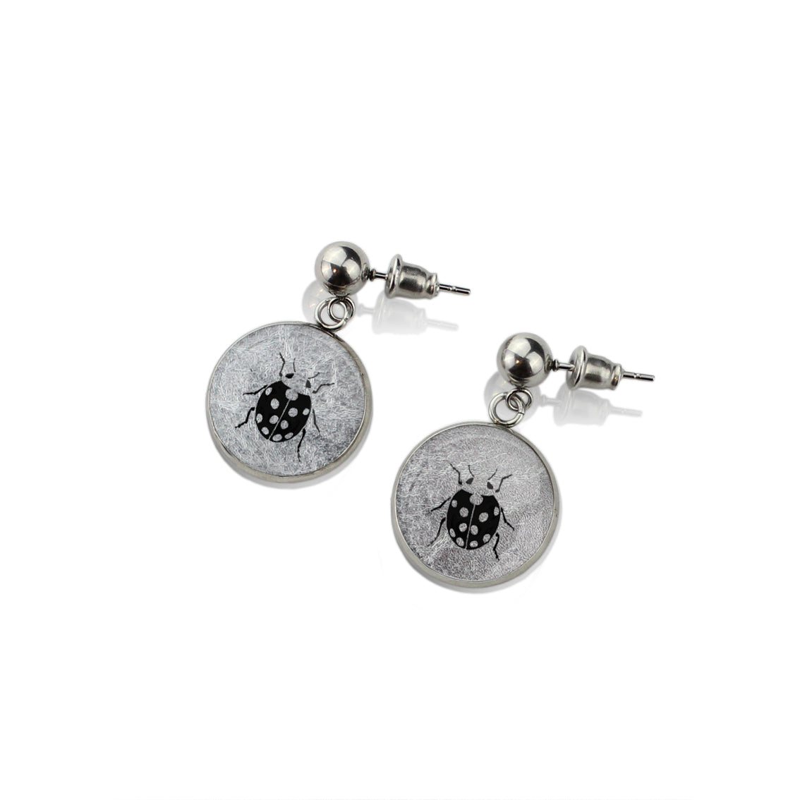 LADYBIRD DANGLE DROP CIRCLE EARRINGS - MFY263 - in Circle Box
