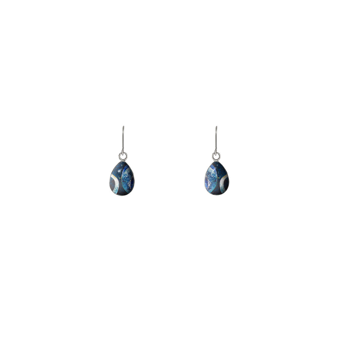 LANGUISHING WAVES OCEAN BLUE DANGLE XS DROP EARRINGS - D794S - on Satchel