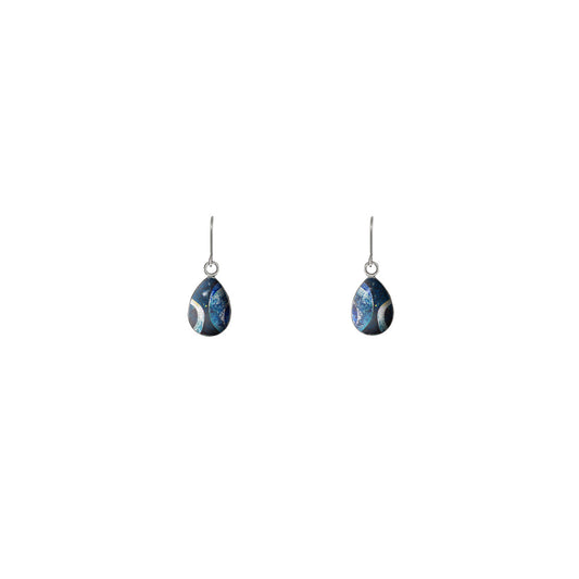 LANGUISHING WAVES OCEAN BLUE DANGLE XS DROP EARRINGS - D794S - on Satchel