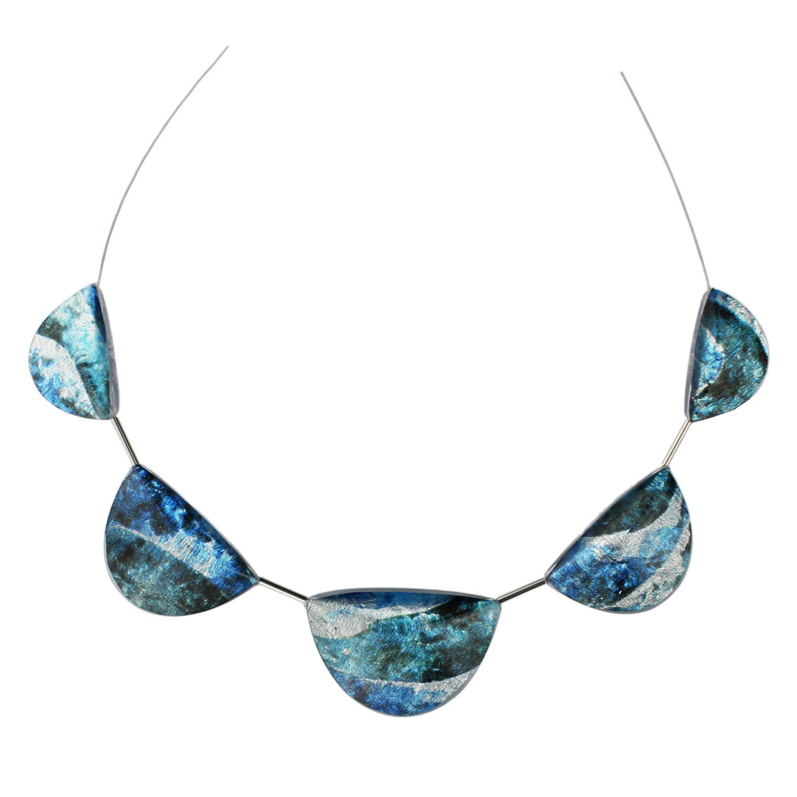 LANGUISHING WAVES OCEAN BLUE ADJUSTABLE NECKLACE - D763