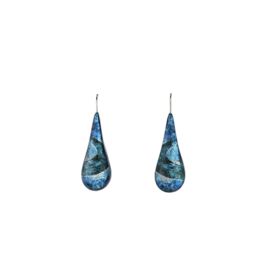 LANGUISHING WAVES OCEAN BLUE DANGLE DROP LARGE M EARRINGS - D747