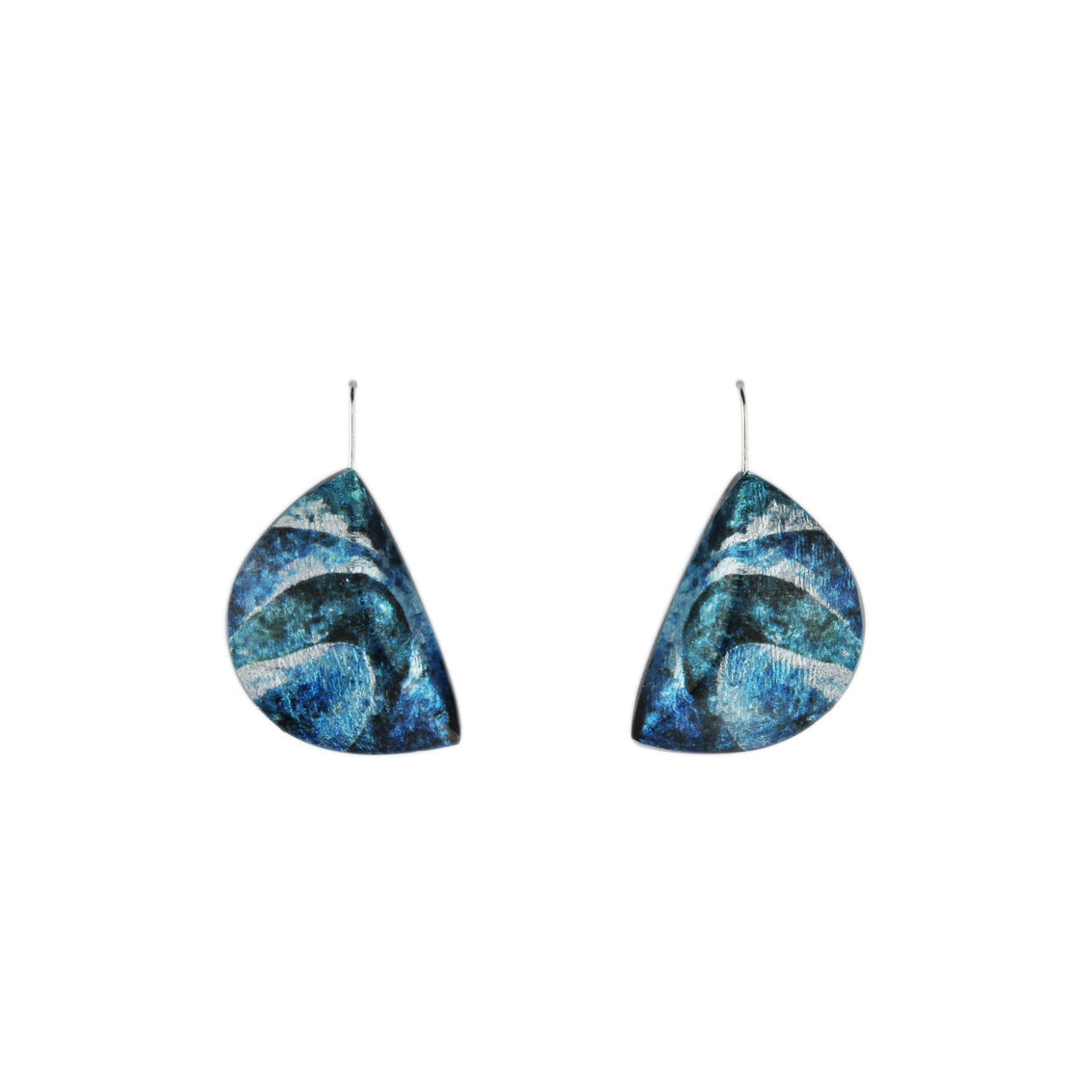 LANGUISHING WAVES OCEAN BLUE DANGLE LARGE EARRINGS - D749