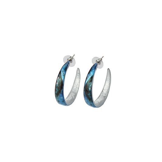 LANGUISHING WAVES OCEAN BLUE STATEMENT LOOP EARRINGS - D750
