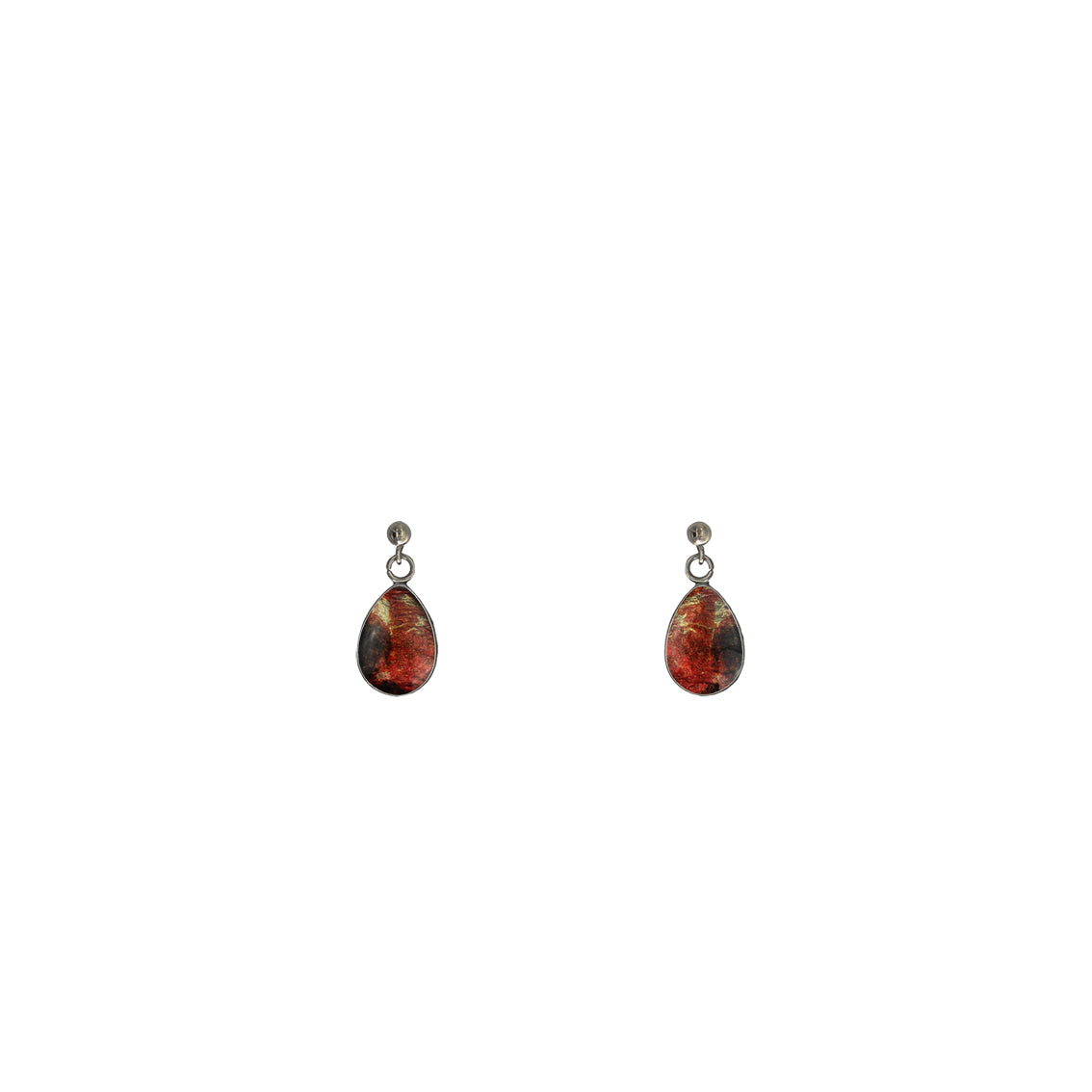 LAVA FLOODING ORANGE AND RED DANGLE XS DROP EARRINGS - M022 - in Circle Box