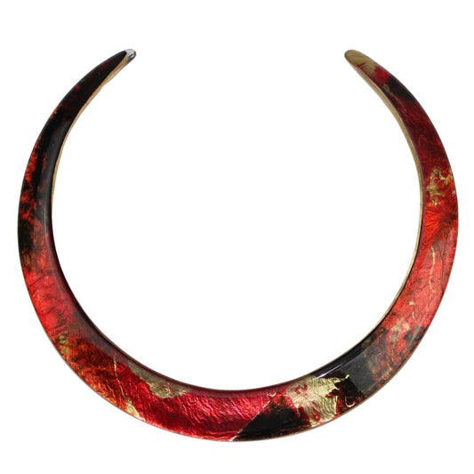 LAVA FLOODING ORANGE AND RED ADJUSTABLE FITTED NECKLACE - D513