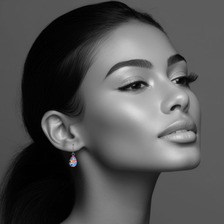 LIDDY DOGWOOD TREE BLUE DANGLE XS DROP EARRINGS - SD480 - in Circle Box