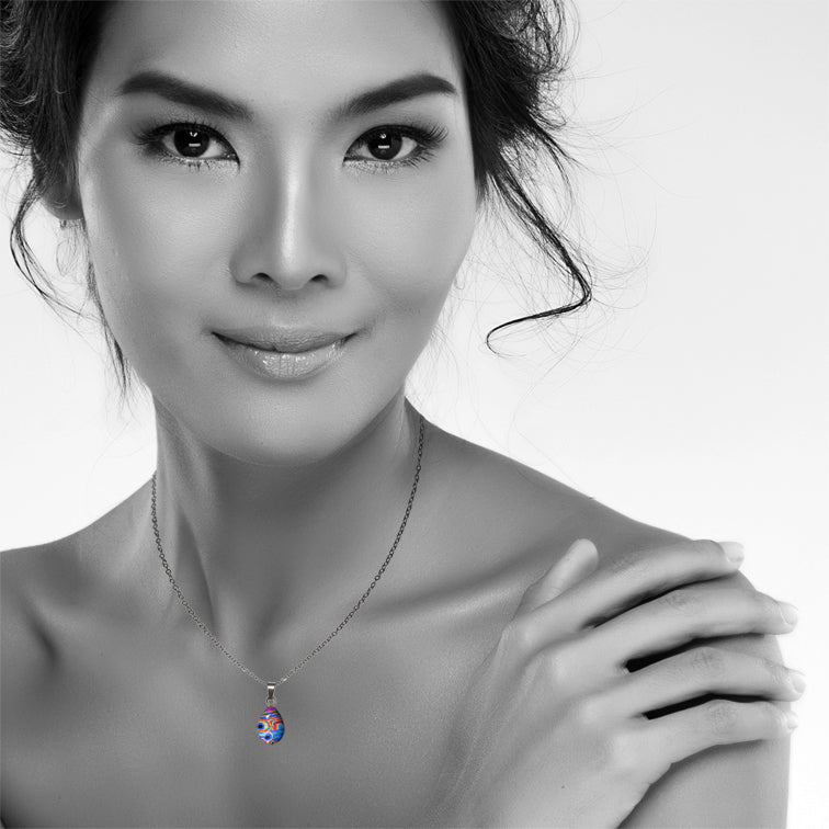 LIDDY DOGWOOD TREE BLUE XS DROP PENDANT ON A CHAIN NECKLACE - SD479S - on Satchel