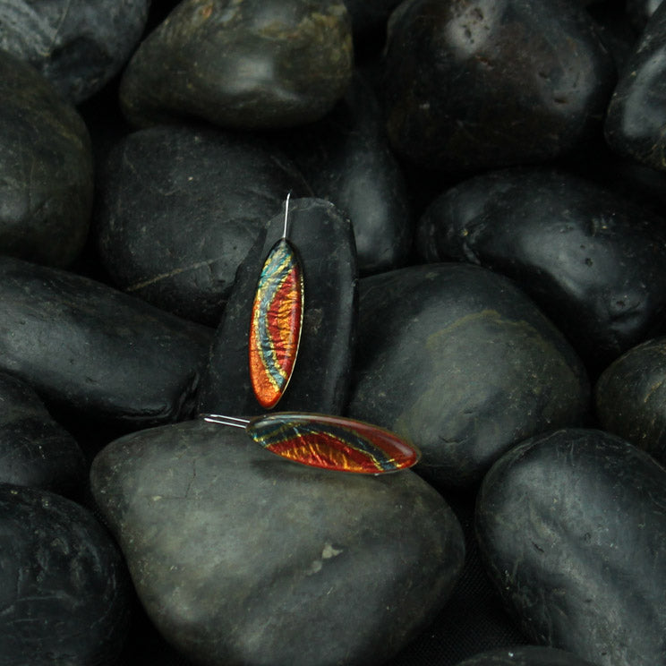 LIDDY DOGWOOD TREE ORANGE DANGLE DROP LONG EARRINGS - D235