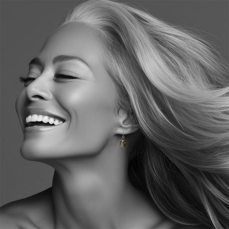 DANDLE XS DROP LOLA BLACK ON GOLD EARRINGS - SD478 - in Circle Box