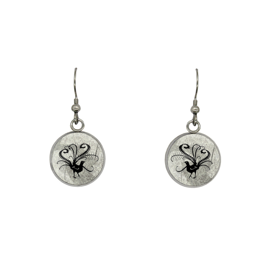 LYREBIRD DANGLE DROP CIRCLE EARRINGS - in Circle Box
