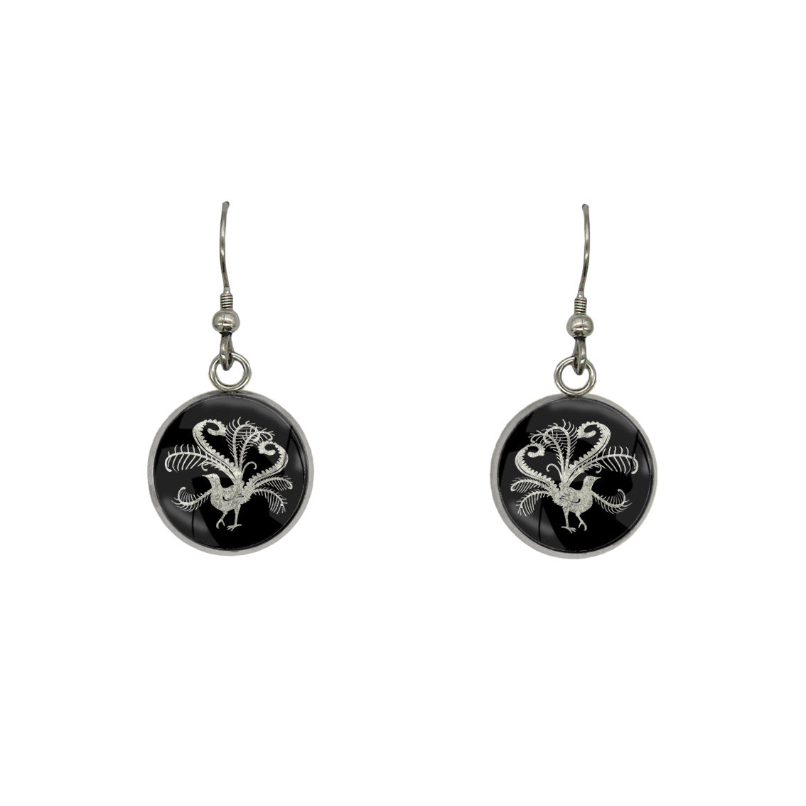 LYREBIRD DANGLE DROP CIRCLE EARRINGS - in Circle Box