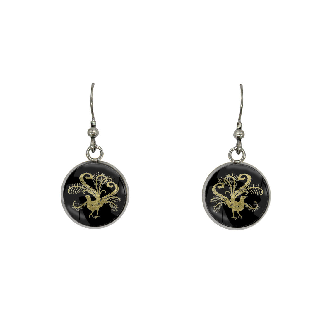 LYREBIRD DANGLE DROP CIRCLE EARRINGS - in Circle Box
