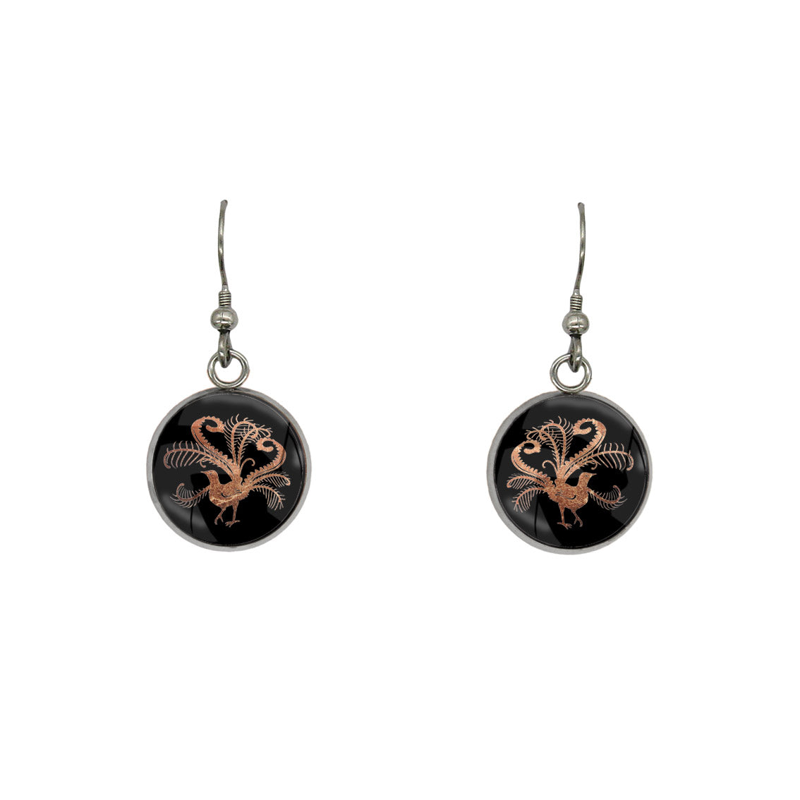 LYREBIRD DANGLE DROP CIRCLE EARRINGS - in Circle Box