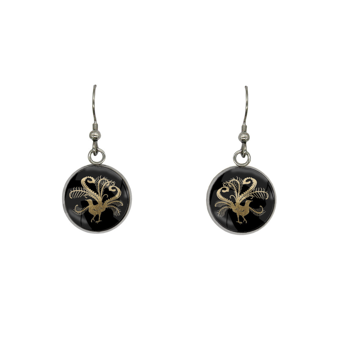 LYREBIRD DANGLE DROP CIRCLE EARRINGS - in Circle Box
