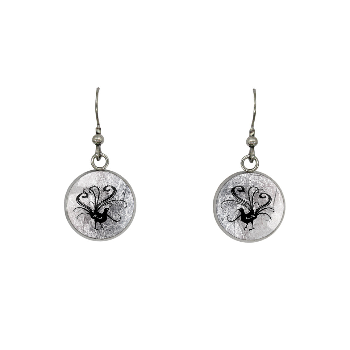 LYREBIRD DANGLE DROP CIRCLE EARRINGS - in Circle Box
