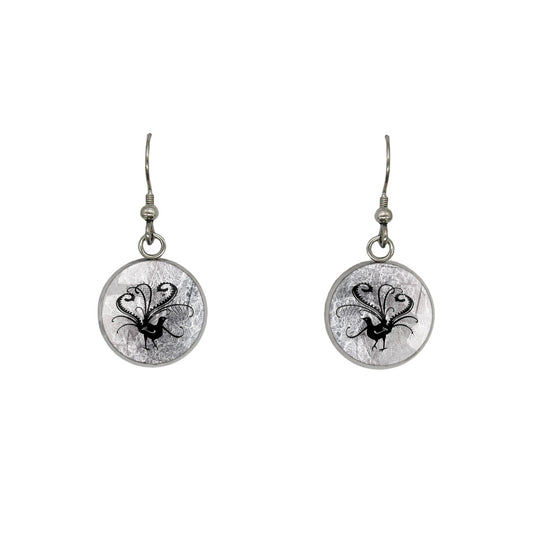 LYREBIRD DANGLE DROP CIRCLE EARRINGS - in Circle Box