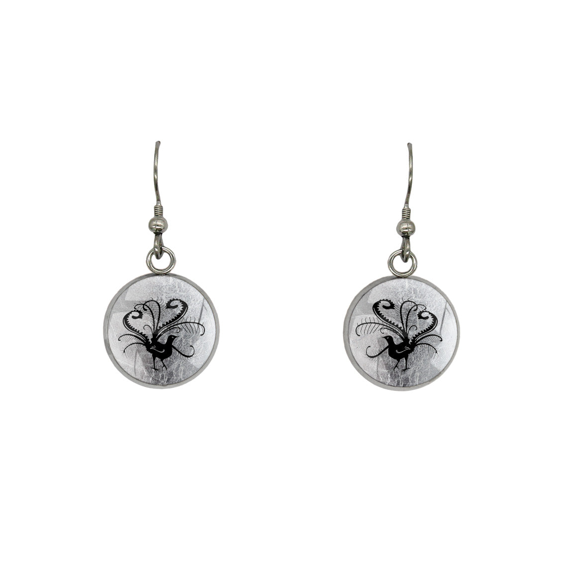 LYREBIRD DANGLE DROP CIRCLE EARRINGS - in Circle Box