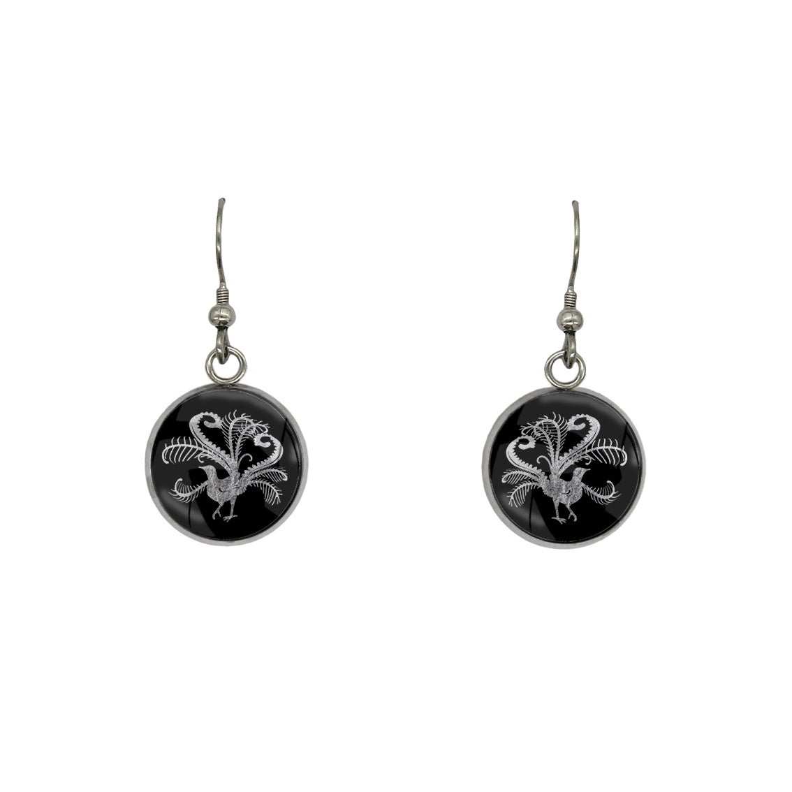 LYREBIRD DANGLE DROP CIRCLE EARRINGS - in Circle Box