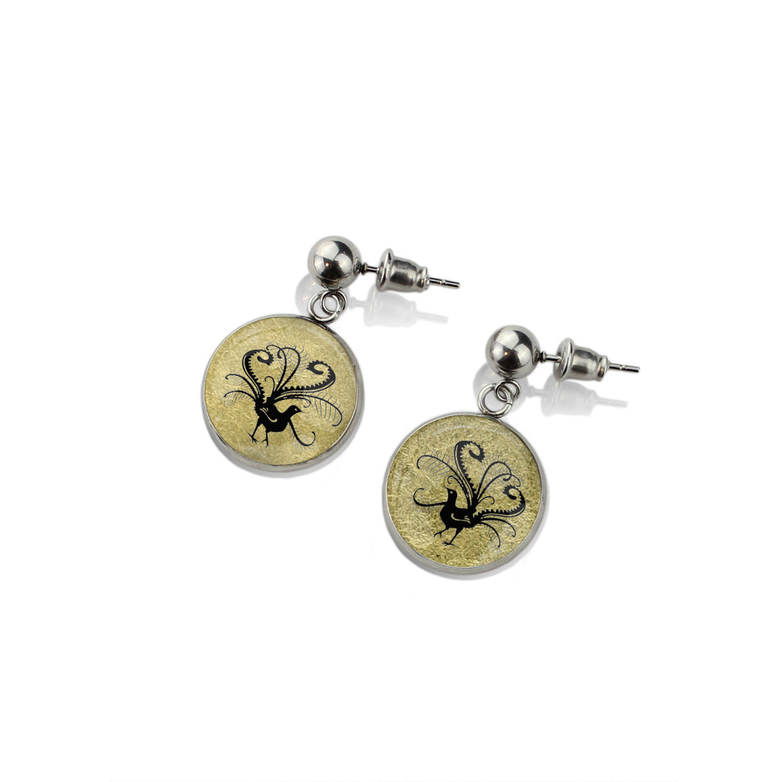 LYREBIRD DANGLE DROP CIRCLE EARRINGS - in Circle Box
