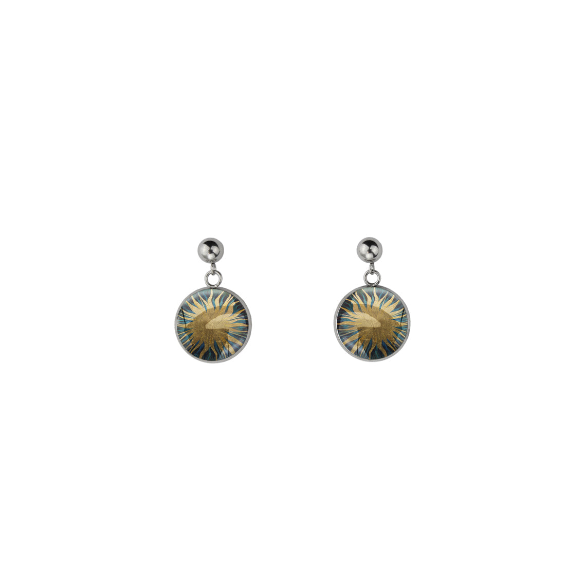 GREEN SUN DANGLE DROP CIRCLE EARRINGS - M208 - in Circle Box