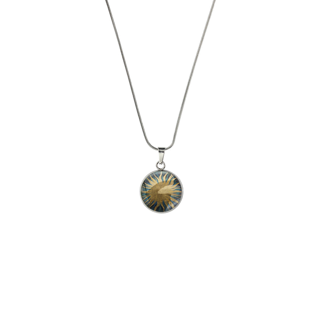 GREEN SUN XS CIRCLE PENDANT ON A CHAIN NECKLACE - M209S - on Satchel