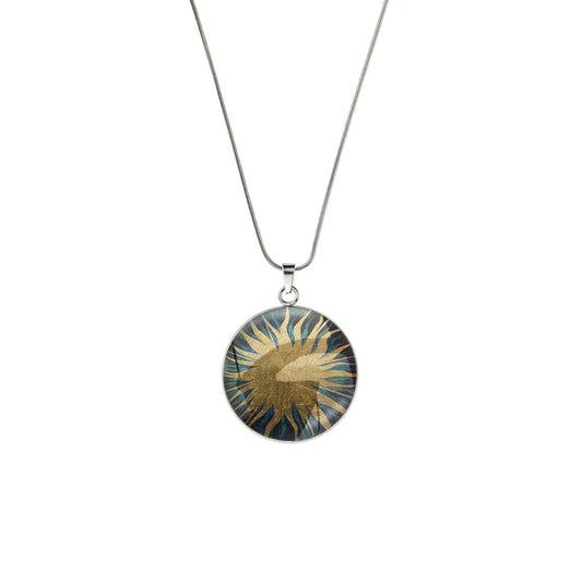 GREEN SUN CIRCLE PENDANT ON A CHAIN NECKLACE - M210 - in Circle Box