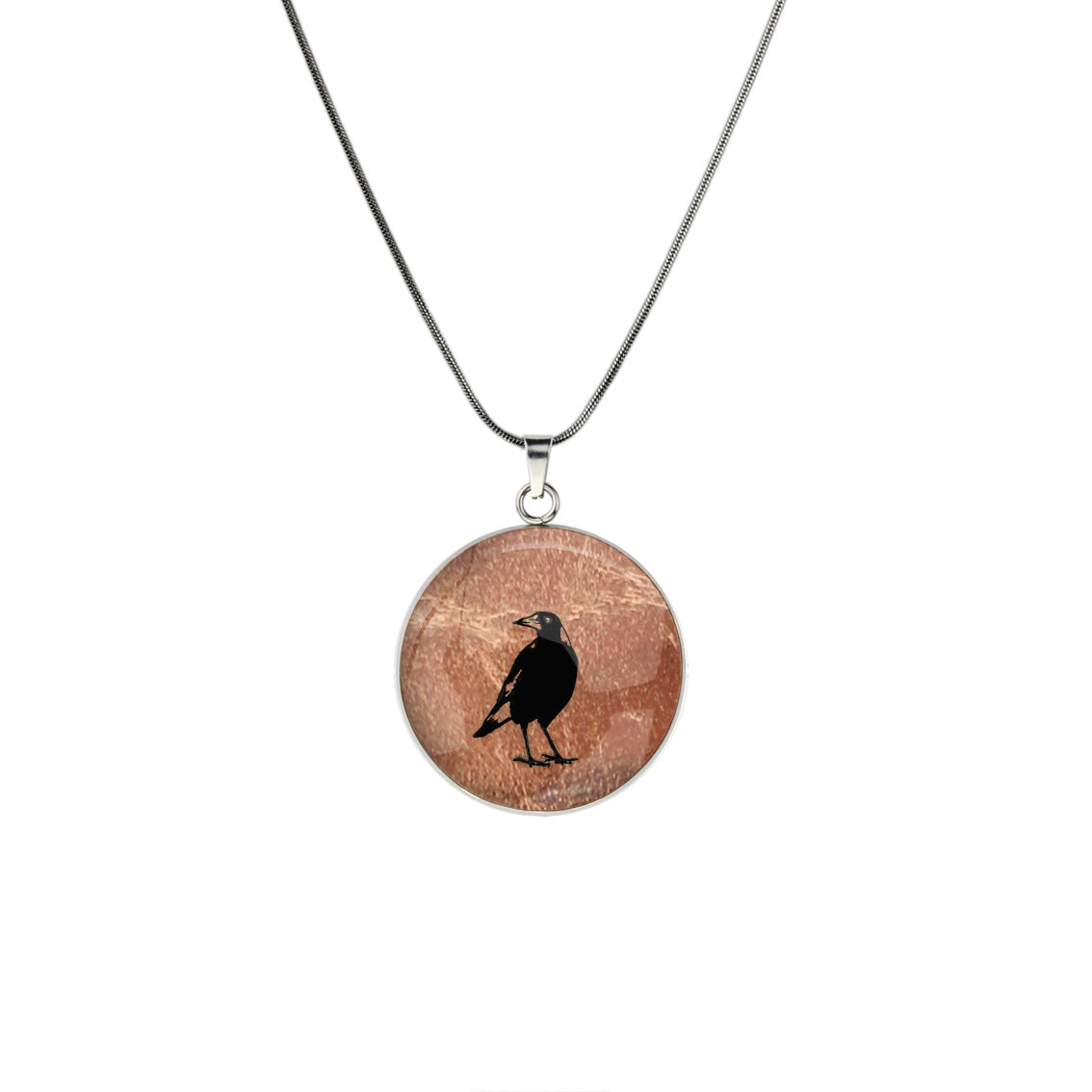 MAGPIE CIRCLE PENDANT ON A CHAIN NECKLACE - in Circle Box