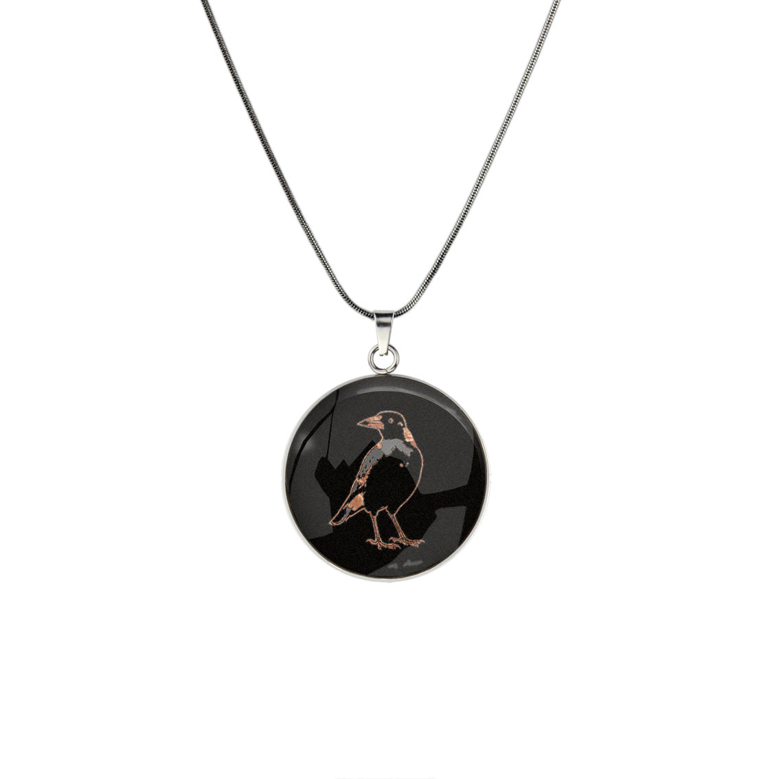 MAGPIE CIRCLE PENDANT ON A CHAIN NECKLACE - in Circle Box