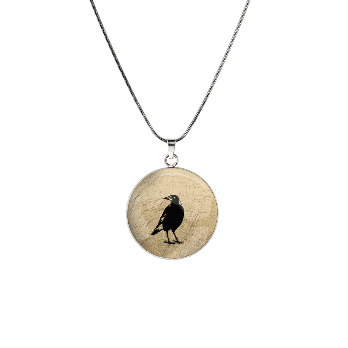 MAGPIE CIRCLE PENDANT ON A CHAIN NECKLACE - in Circle Box