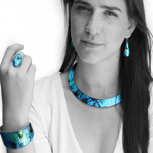 MEDITATION BLUE ADJUSTABLE WIDE BRACELET - D495