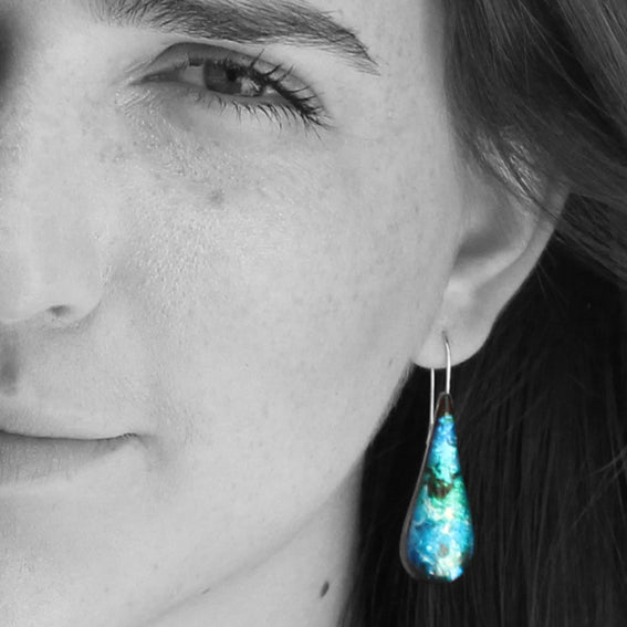 MEDITATION BLUE DANGLE DROP LARGE M EARRINGS - D505