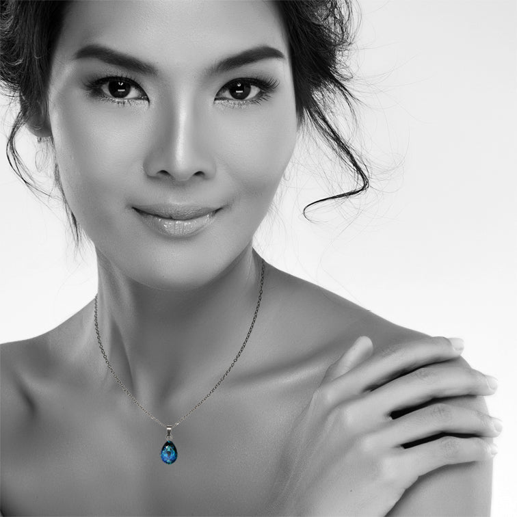 MEDITATION BLUE XS DROP PENDANT ON A CHAIN NECKLACE - D801S - on Satchel