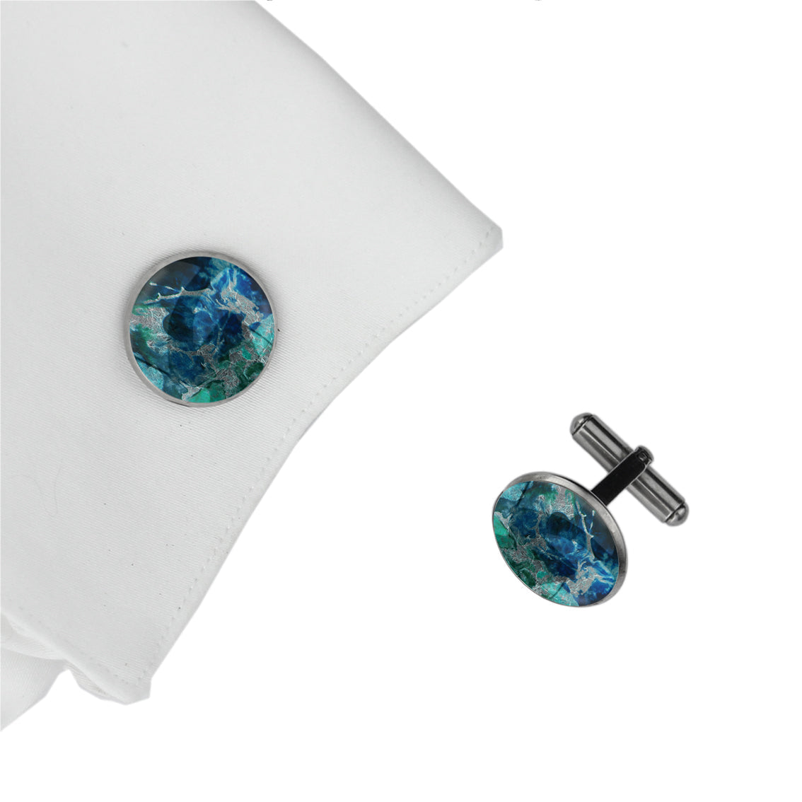 MEDITATION BLUE CIRCLE ELEGANT CUFFLINKS - M203