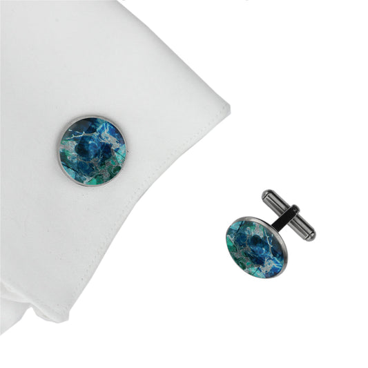 MEDITATION BLUE CIRCLE ELEGANT CUFFLINKS - M203