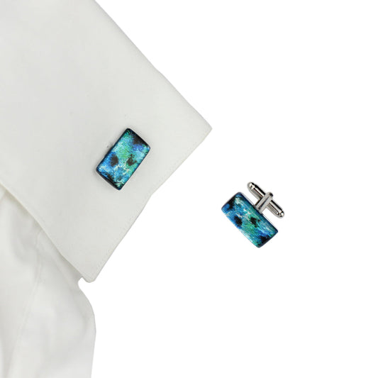 MEDITATION BLUE ELEGANT RECTANGLE CUFFLINKS - D509