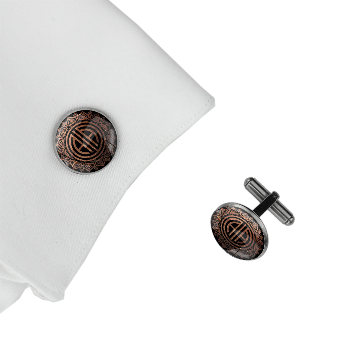 INITIAL ARABESQUE FRIEZE ART DECO CIRCLE ELEGANT CUFFLINKS - MFY350