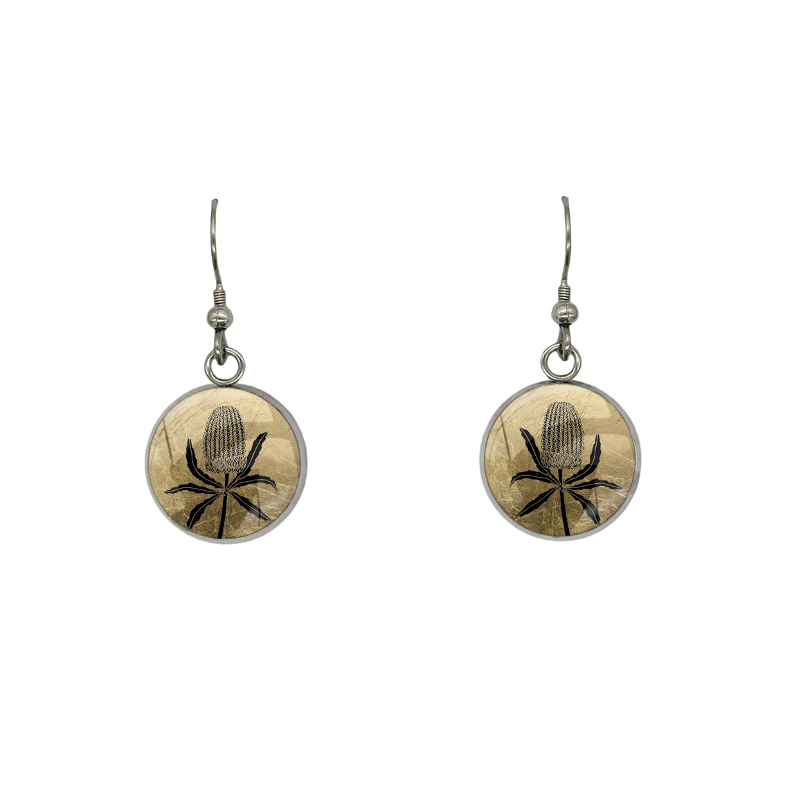 AUSTRALIAN NATIVE FLORA - BANKSIA CIRCLE EARRINGS - D836S - on Satchel