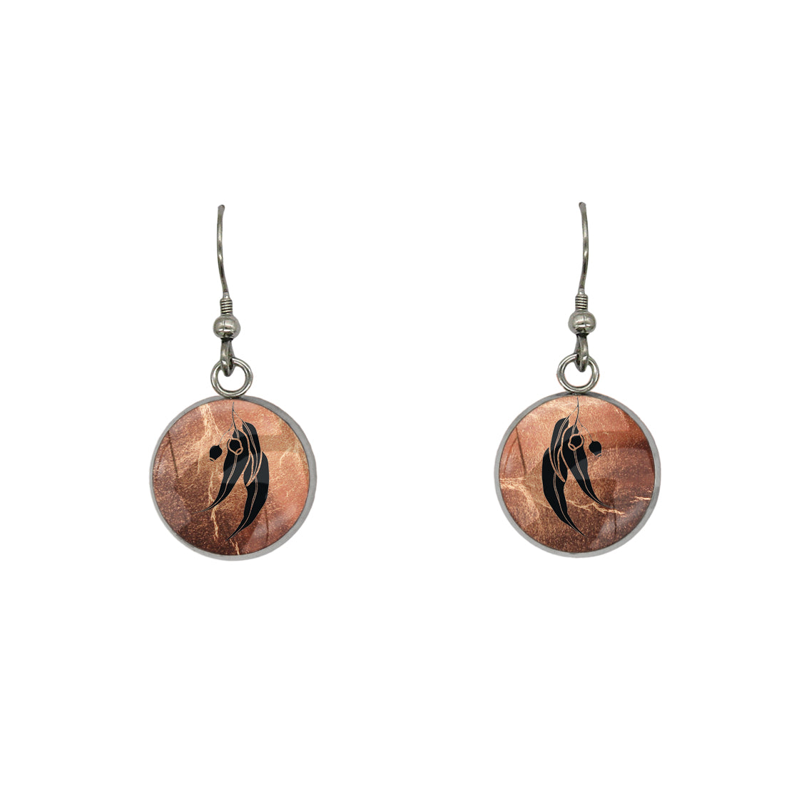 AUSTRALIAN NATIVE FLORA - EUCALYPTUS GUMNUT CIRCLE EARRINGS - D864S - on Satchel