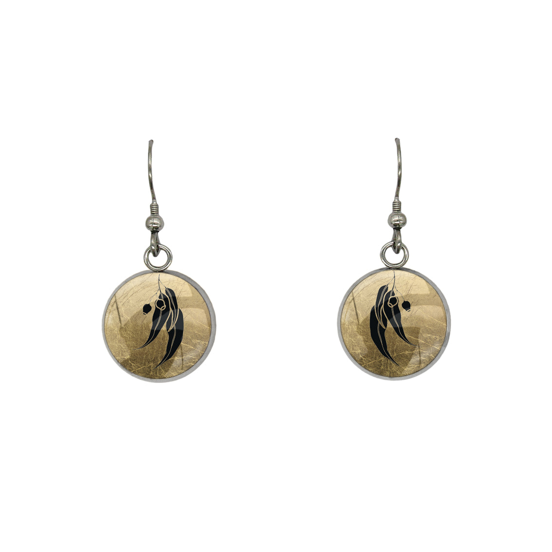 AUSTRALIAN NATIVE FLORA - EUCALYPTUS GUMNUT CIRCLE EARRINGS - D864 - in Circle Box